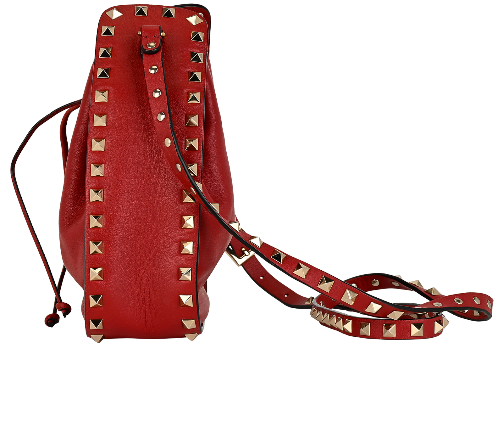 Rockstud Bucket Bag, &pound;420, Handbags, Red, Leather, Bottom view